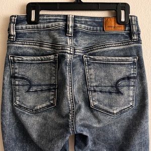 American Eagle High Rise Jegging Crop Frayed Ankle Skinny Jeans Size 0 Regular